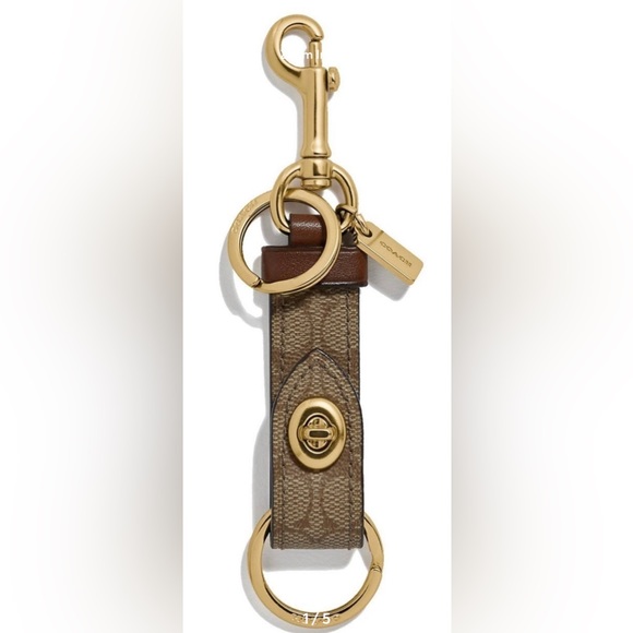 Coach Trigger Snap Valet Key Fob Signature Leather - Picture 2 of 4